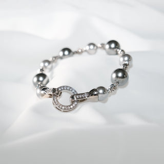 Tahitian Pearl & Cubic Zirconia Bracelet –  Elegant Toggle Clasp