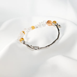 Crystal Beaded Silver Cuff Bracelet – Elegant Minimalist