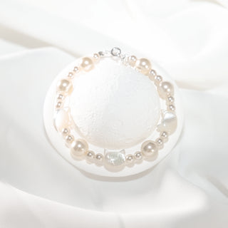 White Cat Pearl & Shell Bracelet, S925 Sterling Silver