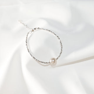 White Pearl & Grey Freshwater Pearl Beaded Bracelet Set