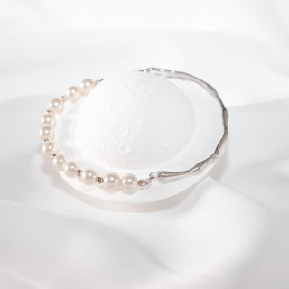 S925 Sterling Silver Pearl Cuff Bracelet for Women