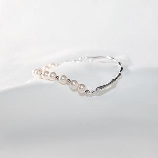 S925 Sterling Silver Pearl Cuff Bracelet for Women