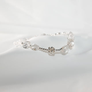 S925 Silver Natural Clear Quartz Beaded Bracelet