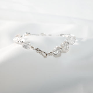 S925 Silver Natural Clear Quartz Beaded Bracelet