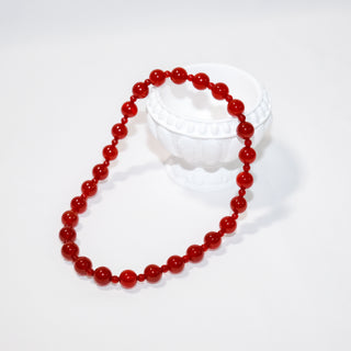 Red Double-Strand Beaded Bracelet | Elegant Glossy Red Glass Beads Jewelry Gift for Women