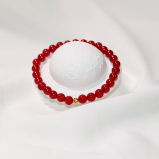 Red Garnet Beaded Bracelet for Women Minimalist Elastic Crystal Bead Bracelet Elegant Gift Jewelry