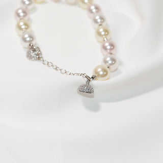 Multicolor Freshwater Pearl Bracelet Magnetic Clasp 925 Silver CZ Charm Elegant Jewelry for Women Gift