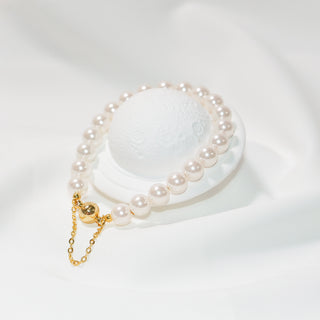 Prue White Magnetic Pearl Bracelet – 4mm 6mm 8mm White Beaded Bracelet, Elegant Adjustable Freshwater Pearl Jewelry Gift for Women