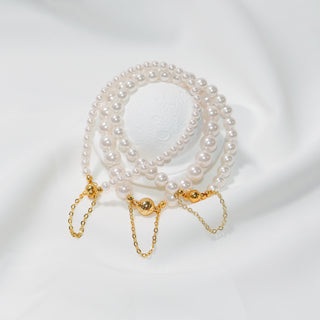 Prue White Magnetic Pearl Bracelet – 4mm 6mm 8mm White Beaded Bracelet, Elegant Adjustable Freshwater Pearl Jewelry Gift for Women