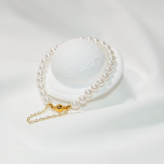 Prue White Magnetic Pearl Bracelet – 4mm 6mm 8mm White Beaded Bracelet, Elegant Adjustable Freshwater Pearl Jewelry Gift for Women