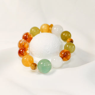 Golden Rutilated Quartz & White Phantom Gemstone Bracelet
