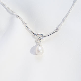 Natural Freshwater Pearl Knot Necklace in Sterling Silver
