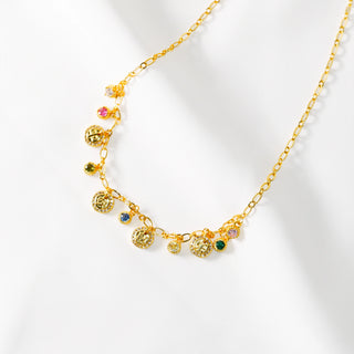 Gold Plated Colorful Charm Necklace – Boho Lucky Charms Pendant