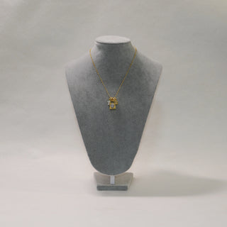 Golden Cross Padlock Charm Necklace with Crystal Accents