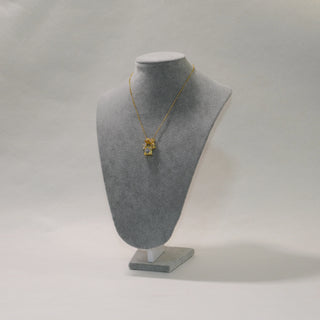 Golden Cross Padlock Charm Necklace with Crystal Accents