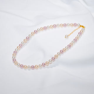 Soft Pink Gradient Pearl Beaded Necklace for Women