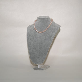 Pink Pearl Necklace 8mm S925 Silver Beaded Chain Elegant Jewelry