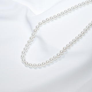 White Pearl Necklace with Gold-Tone Irregular Clasp