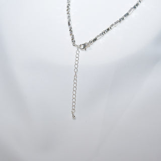 White Pearl & Grey Tahitian Pearl Necklace | Silver Plated Bead Chain with Drop Pendant