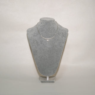 White Pearl & Grey Tahitian Pearl Necklace | Silver Plated Bead Chain with Drop Pendant