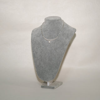 White Pearl & Grey Tahitian Pearl Necklace | Silver Plated Bead Chain with Drop Pendant