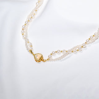 Pearl Heart Double Strand Necklace