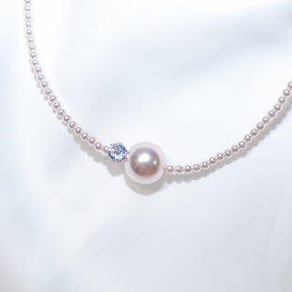 Pink Pearl Pendant Necklace with CZ Accent