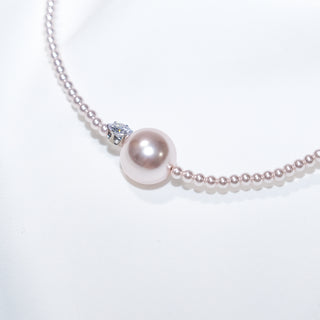 Pink Pearl Pendant Necklace with CZ Accent