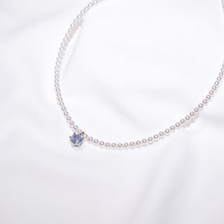 Sterling Silver Baby Pearl Necklace with CZ Pendant