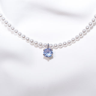 Sterling Silver Baby Pearl Necklace with CZ Pendant