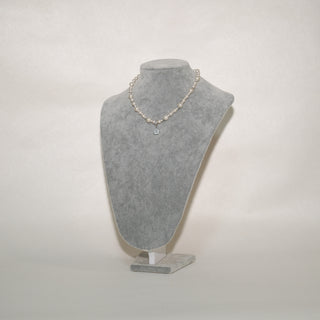 Sterling Silver Pearl Necklace with Detachable Cushion-Cut CZ Pendant