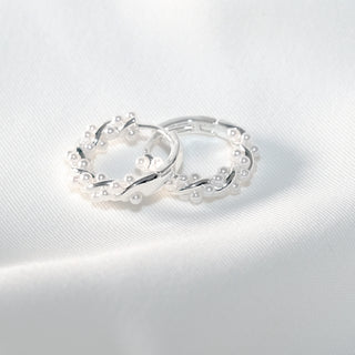 Silver Pearl Hoop Earrings | Elegant Twist Design