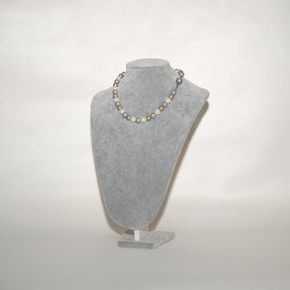 Multicolor Gradient Pearl Sweater Necklace – Silver Clasp