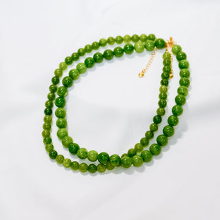 Natural Green Stone Beaded Necklace, Fresh Grape Green, 8mm / 10mm