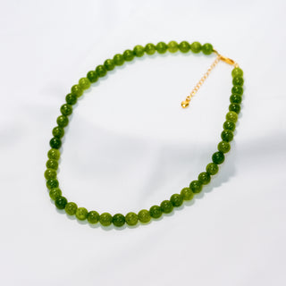 Natural Green Stone Beaded Necklace, Fresh Grape Green, 8mm / 10mm