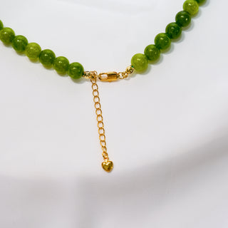 Natural Green Stone Beaded Necklace, Fresh Grape Green, 8mm / 10mm