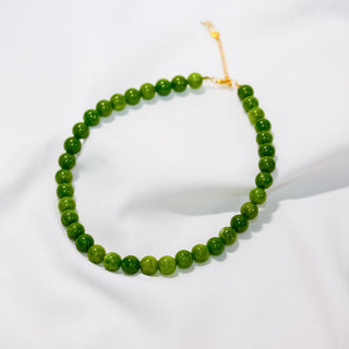 Natural Green Stone Beaded Necklace, Fresh Grape Green, 8mm / 10mm