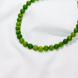 Natural Green Stone Beaded Necklace, Fresh Grape Green, 8mm / 10mm