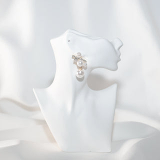 Elegant Pearl & Cubic Zirconia Stud Earrings with 925 Sterling Silver Posts