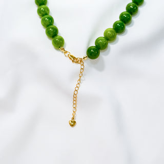 Natural Green Stone Beaded Necklace, Fresh Grape Green, 8mm / 10mm