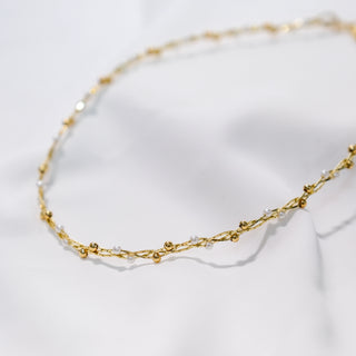 Vintage Braided Baby Bead Necklace in Sterling Silver