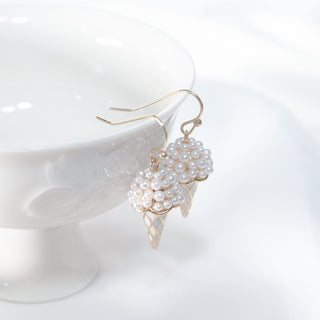 Sweet Cone Ice Cream 925 Sterling Silver Earrings with Gold Accent & Baby Pearls
