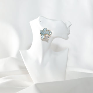 Blue Flower Earrings with S925 Silver Cubic Zirconia