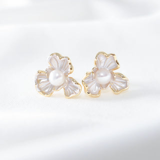 Pearl Flower Earrings with S925 Silver Stud