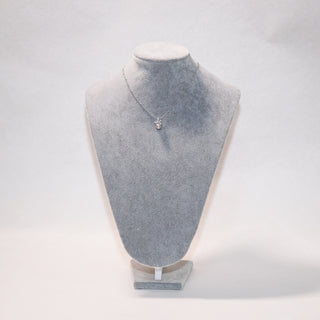 Zircon Bow Pearl Pendant Necklace – White Pearl / Tahitian Gray Pearl