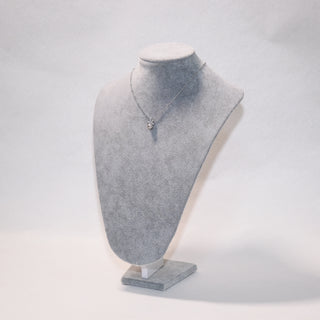 Zircon Bow Pearl Pendant Necklace – White Pearl / Tahitian Gray Pearl