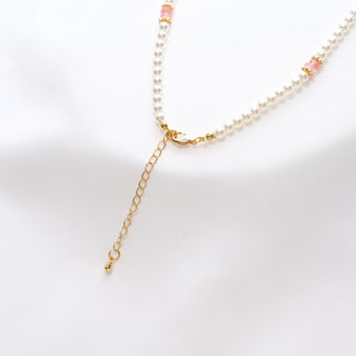 Colorful Beaded Pearl Choker Necklace with Gold Accents – Baby Pearl, 39+7cm