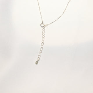 Sterling Silver Y Necklace with Heart Baroque Freshwater Pearl – Adjustable Lariat Collarbone Necklace