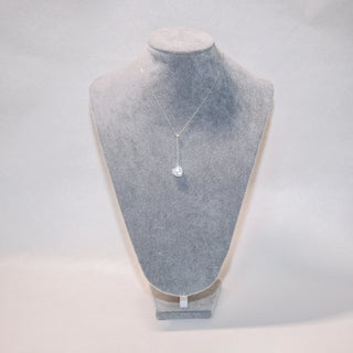 Sterling Silver Y Necklace with Heart Baroque Freshwater Pearl – Adjustable Lariat Collarbone Necklace