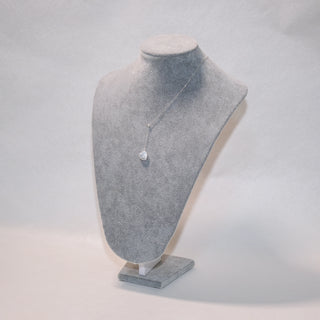 Sterling Silver Y Necklace with Heart Baroque Freshwater Pearl – Adjustable Lariat Collarbone Necklace